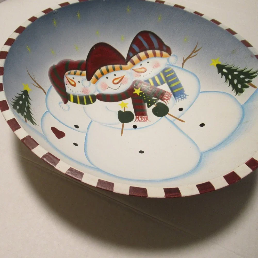 Wood Snowman Bowl